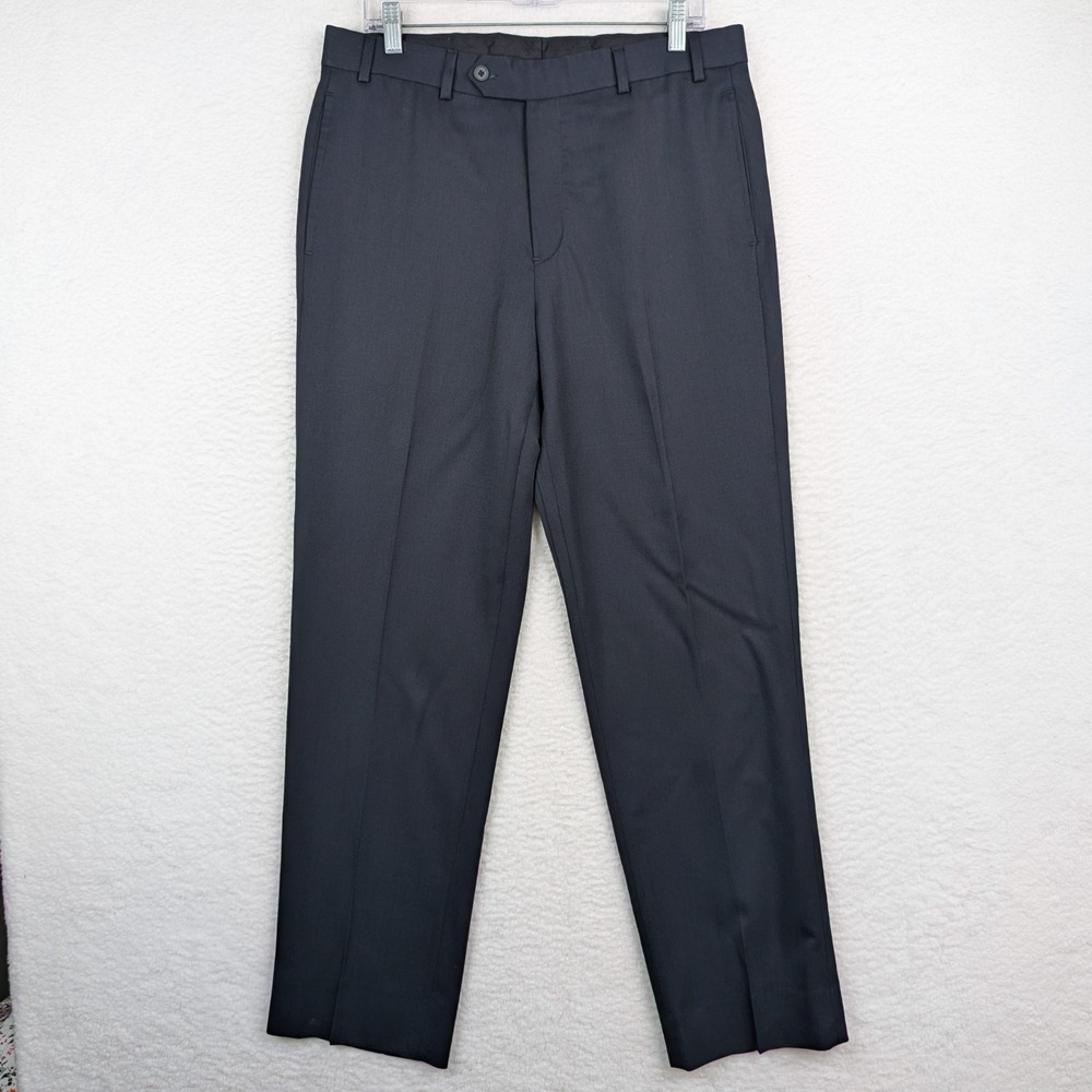 Brooks Brothers "Madison Fit" Dress Pants Men's 35x32 Navy 100% Wool Flat Front